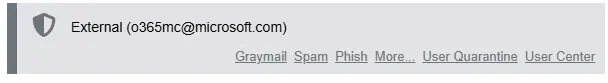 Grey Inky banner: External, with Graymail, Spam, Phish and More links
